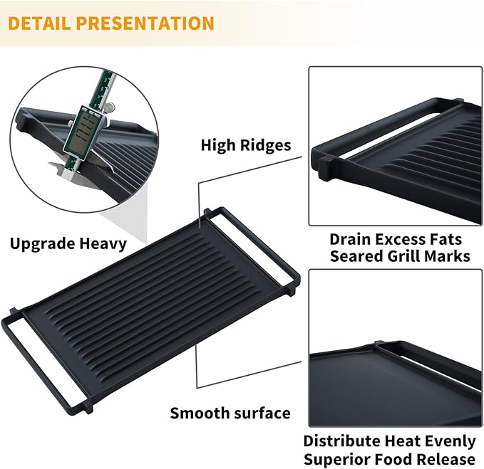Allstare WB31X24998 WB31X24738 Griddle Replacement Parts for GE Stove Top Parts JXGRILL1 General Electric Gas Range Reversible Cast Iron Center Griddle Plate Flat Top Pan 1 Pack