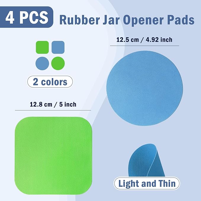 Aixoom Rubber Jar Opener Pads Set of 4, Round Heat-insulated Non-Slip Gripper Pads for Jars, Kitchen Tool for Easy Opening (Circle and Square)