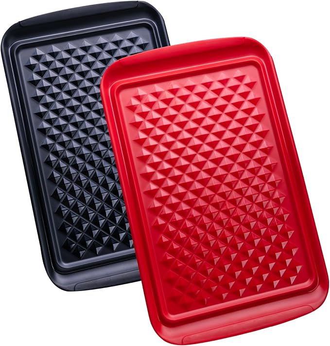 LEHAHA Grilling Prep and Serve Trays, BBQ Serving Platter, Melamine Serving Trays for Food, Set of 2, Great Gift for Father's Day, BBQ Lovers, Prefect for Chrismas Festival and Everyday use.