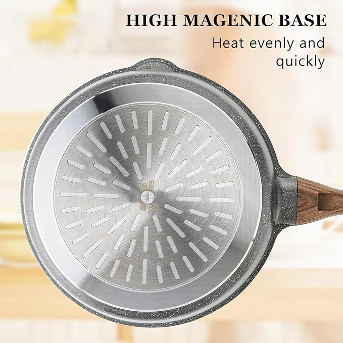 SENSARTE Nonstick Skillet, Deep Frying Pan 10/11/12-inch, Saute Pan with Lid, Stay-cool Handle, Healthy Stone Cookware Cooking Pan, Induction Compatible (10-Inch/3.5QT)