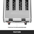 Waring Commercial WCT800RC 4-Slice Heavy Duty Commercial Pop-Up Toaster, 120V, 1800W, 5-15 Phase Plug