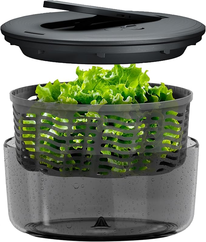 Zyliss Swift Dry Salad Spinner - Fruit Cleaner & Lettuce Spinner with Push Pump - Non-Slip Bowl - Dishwasher Safe - Large