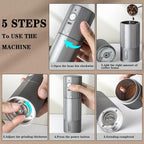Electric Coffee Grinder Portable Conical Burr Coffee Grinder with 45 Adjustable Settings, Cordless Coffee Burr Grinder for Espresso, Home, Travel, Camping, Office (Silver)