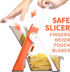 ONCE FOR ALL Safe Mandoline Slicer 5 in 1 Vegetable Cutter, Strips Julienne Dicer Adjustable Thickness 0.1-8 mm for Kitench Fast Meal Prep (Orange)
