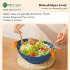 Homienly Wheat Straw Bowl Set of 6-60 OZ Large Salad Bowls,Microwave and Dishwasher Safe Bowl Set, Alternative for Plastic Bowls for Serving Soup,Popcorn Bowl for Kitchen - Blue