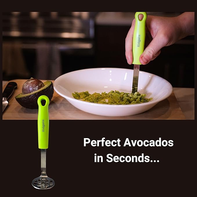 Mini Avocado Masher, Heavy Duty, Kitchen Utensil. Stainless Steel, Tiny Masher, Compact Mini Masher for Avocado - Effortless Guacamole Preparation, Dishwasher Safe (Orange)