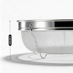 Fine Mesh Strainer for Kitchen, Stainless Steel Colander Bowl for Pasta, Rice, Fruit, Metal Net Baskets with Resting Base - Strain, Drain, Rinse (Diameter 11.02 inch)