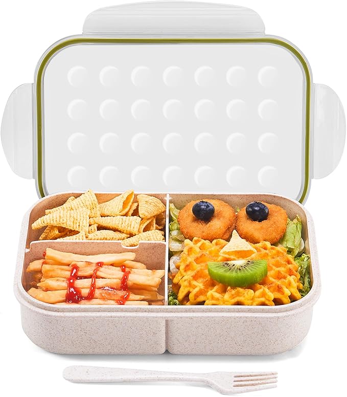 MISS BIG Bento Box for Kids,Leak Proof,Mom’s Choice Kids Lunch Box, No BPAs and No Chemical Dyes,Microwave and Dishwasher Safe Lunch Containers(White)
