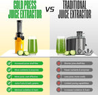 Ventray Ginnie Mini Cold Press Juicer, Small Slow Masticating Juicer for Vegetables and Fruits, High Juice Yield, Easy to Clean, Space-Saving, Fit for Personal/Travel/Picnic/Office - Yellow