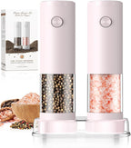 Salt and Pepper Grinder Set Birthday Gifts for Mom Automatic Battery Upgraded Larger Capacity Pink Salt Pepper Set New Apartment Gifts for Housewarming Cooking Gift