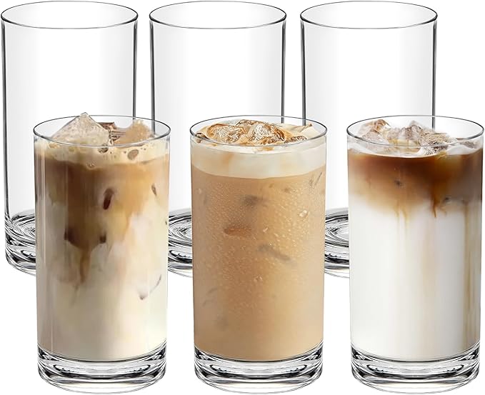 Shatterproof Plastic Drinking Glasses Set of 6, 17 Oz Clear Unbreakable Tumblers for Kitchen, Poolside & Patio – BPA-Free, Dishwasher-Safe, Acrylic Cups That Look Like Glass