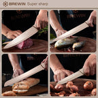 Knife Set, Brewin Kitchen Knife Set, Knives Set for Kitchen, Universal Knife Block, Utility Knife Block Set, New Home Essentials, Apartment Essentials, Dishwasher Safe