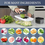 Ourokhome Vegetable Mandolin Slicer, Hand Safe Kitchen Food Shredder with 6 Mandoline Blades, Veggie Waffle Cutter for Potato, Carrot, Zucchini, Onion, Essential Kitchen Gadgets (6 in 1, White)