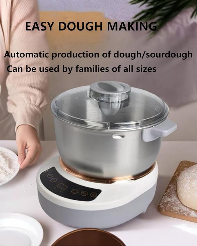 Electric Dough Machine With Fermentation Function, Microcomputer Timing, Front Touch Panel, 6.3qt(7L), 304 Stainless Steel, Used For Bread, Pizza, Pancake, Dumpling Dough And Sourdough