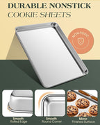 Baking Sheet Set of 2, Commercial Grade Stainless Steel Cookie Sheets for Baking, 18 x 13 Inch Thicker Large Baking Pans Oven Tray, Warp Resistant Nonstick Half Sheet Pan, Nontoxic & Heavy Duty