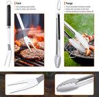 BBQ Grilling Accessories Grill Tools Set, Stainless Steel BBQ Utensils for Grill, Professional Barbecue Accessories Barbecue Kit for Men & Women, Practical Grill Tools for Outdoor Camping
