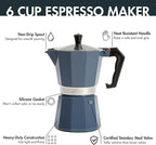 Primula Classic Stovetop Espresso and Coffee Maker, Moka Pot for Italian and Cuban Café Brewing, Greca Coffee Maker, Cafeteras, 6 Espresso Cups, Blue