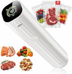 Compact Vacuum Sealer for Food (Vacuum Sealer Machine + 30 Reusable Vacuum Bags) Powerful Handheld Vacuum Sealer Machine, Featuring LED Pressure Display, Portable Food Sealer