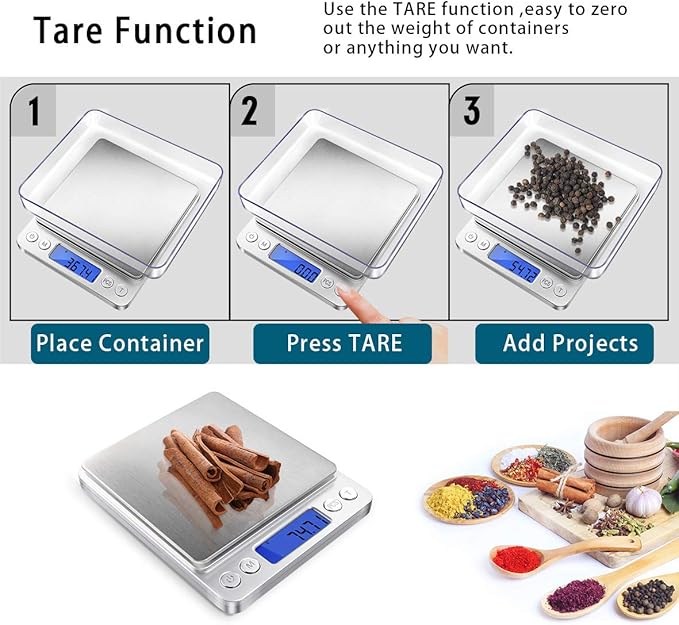 Fuzion Digital Gram Scale .01 Gram Accuracy, 500g Small Jewelry Scale, Mini Kitchen Food Scale for Herb, Powder, Gold, Coin - Weight Gram and Oz