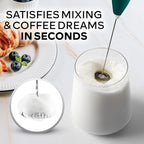 Zulay Kitchen Powerful Milk Frother Wand With 4 AA Duracell Batteries - Ultra Fast Handheld Drink Mixer - Electric Whisk Foam Maker for Coffee, Lattes, Cappuccino, Matcha & Creamer - Dark Green