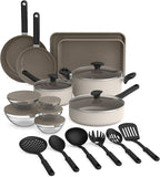 bella 21 Piece Kitchen Set with EverGood™ Ceramic Nonstick Coating, Dishwasher & Oven Safe, All Stovetops Compatible, Tempered Glass Lids & Cool Touch Handles, Oatmilk