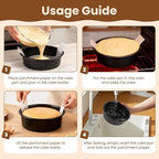6 Inch Round Cake Pan Set of 3 - Nonstick Carbon Steel Cake Baking Pans with 100 PCS Parchment Paper, Dishwasher Safe, Durable for Layer Cakes, Birthday & Christmas Baking