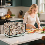 Coffee Chocolate Cake Print Toaster Oven Cover with Top Handle, Heavy Duty Dust-proof Microwave Oven Cover Compatible with Most Toasters Ovens (Medium-14.5 * 18.46 * 9 inches)