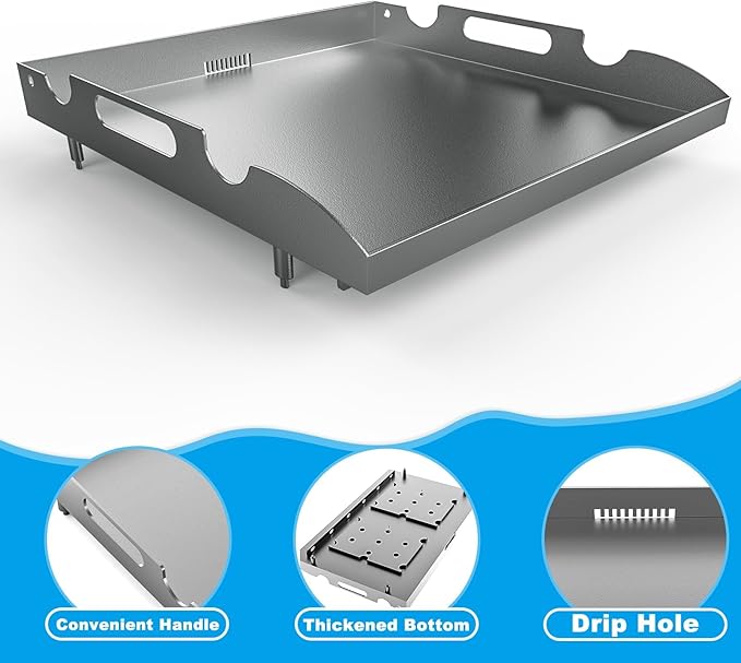 Flat Top Griddle for Blackstone 17 Inch Griddle Powder Coated Steel Coated Steel Gill Pan Replacement Parts with Rear Grease System for Blackstone 1819 1832 1814 1650 1945