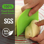 SURDOCA Dough Scraper Bench Scraper - 3P 8.3x5.5" Plastic Flexible Bowl Scraper, Sharp Edge & Angles Cake Scraper. Non-Slip Bakeware Decorating Tools Sculpting & Modeling Tools - White+Pink+White