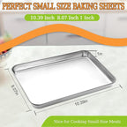 Baking Sheet Set of 2 - CEKEE Stainless Steel Cookie Sheet Baking Pan, Size 10 x 8 x 1 inch, Non Toxic & Heavy Duty & Mirror Finish & Rust Free & Easy Clean