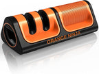 Orange Ninja Mini Knife Sharpener - Coarse & Fine Blade Sharpener, Sharpening System- Knife Sharpeners for Kitchen Knives, Pocket Kitchen Knives Sharpeners with Bottle Opener & Fridge Attachment