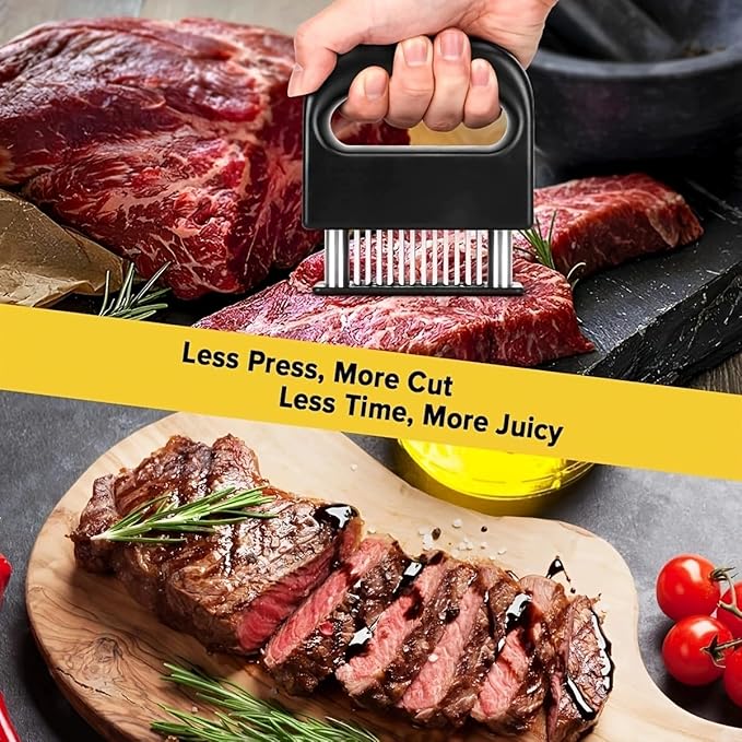 Meat Tenderizer with 48 Stainless Steel Ultra Sharp Needle Blades, Kitchen Cooking Tool for Tenderizing Beef, Chicken, Steak, Veal, Pork, Fish, BBQ, Marinade
