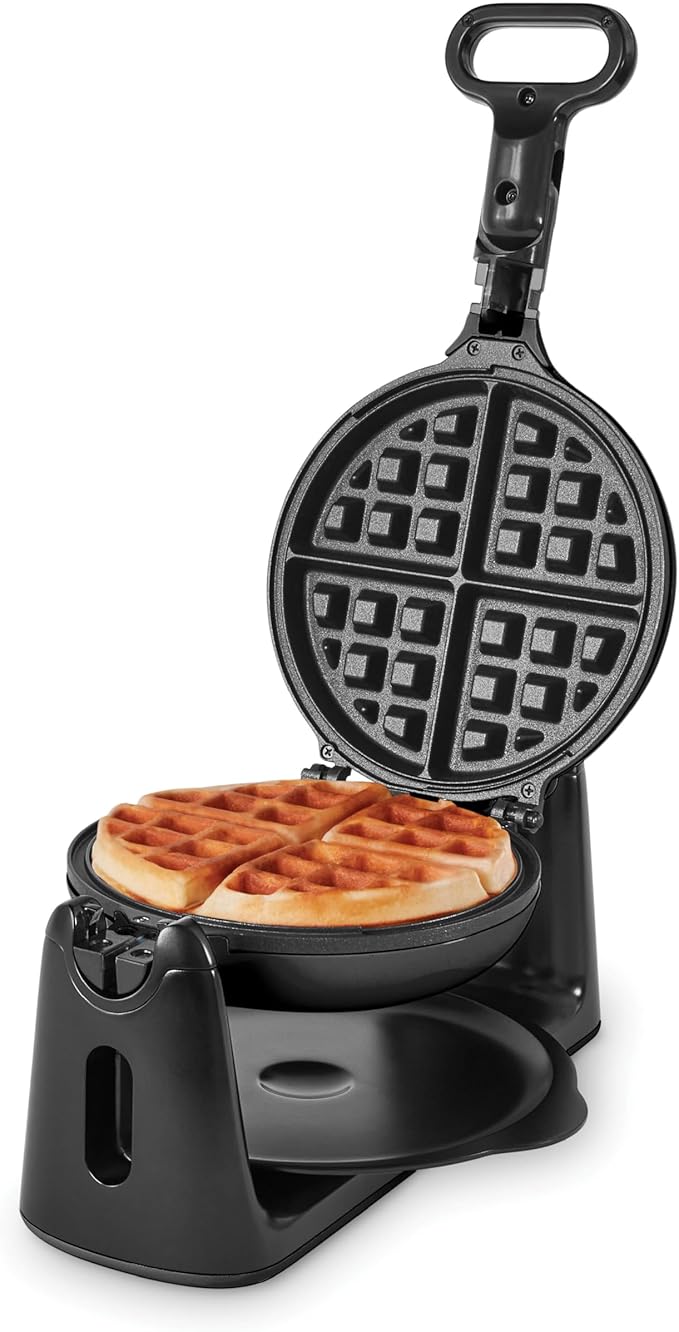 Dash Flip Belgian Waffle Maker - 6.5" Nonstick Surface - Rotating Belgian Waffle Maker with Quick Heat-Up System for Easy Breakfasts - Supports Multi-Use - Black