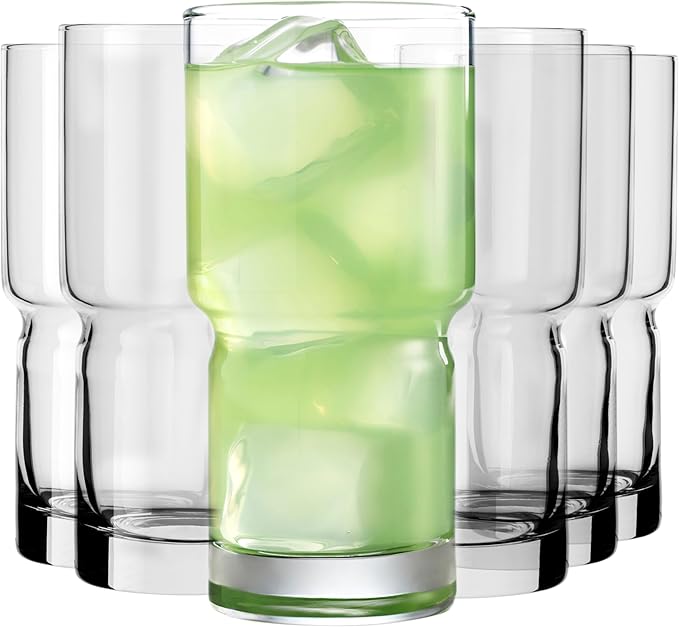 Libbey Newton Tumbler Drinking Glasses, Stackable, Tall Drinking Glasses Set of 6, 16 oz Glasses Drinking Set for Holidays, Birthdays, and More
