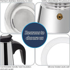 12 Cup Moka Pot Stainless Steel 600ml Italian Espresso Coffee Maker Stovetop CoffeeMakers Mocha Pot Percolator for Induction Stove Classic Cafe Makers Portable for Easy Brewing Tummy