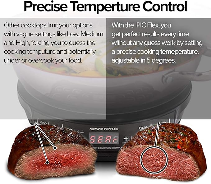 Nuwave PIC Flex with 9-inch Anodized Duralon, Non-Stick Fry Pan, Portable, Powerful Induction Cooktop, 6.5-Inch Heating Coil