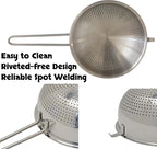7-Inch Stainless Steel Strainer Colander with Handle, 1.5 Qt, Small, Ideal for Draining, Straining or Rinsing, Rivet-free Design, Easy to Clean