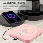 USB Coffee Mug Warmer: Candle Wax Warmer Smart Electric Cup Warmer Charge for Phone Home Desk Office Use Beverage Heating Plate with Gravity Switch for Hot Cocoa Milk Tea Water Pink