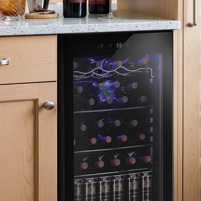 Antarctic Star 36 Bottle Wine Cooler Beverage Refrigerator Small Mini Wine Cellar Beer Soda Bar Fridge Quiet Operation Compressor Adjust Temperature Freestanding Black, 4.4 Cu. Ft