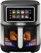 Kalorik Air Fryer VIVID TOUCH Series 5 Quart Capacity with High-Resolution Touchscreen 202 Cooking Presets in 12 Food Categories with View Window, 1500-Watts, Stainless Steel