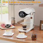 Espresso Machine with Steam Milk Frother Semi Automatic 20 Bar Compact White with Toggle Switch for home Cafetera Espresso, Latte, Cappuccino, Americano, Macchiato