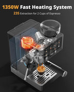 AIRMSEN Espresso Machines with Burr Grinder, 20 Bar, Milk Frother Steam Wand, Stainless Steel Coffee Maker for Home - Cappuccino Latte & Cold Brew Iced Coffee Maker & Americano