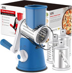 Cheese Grater Rotary, Rotary Grater for Kitchen, Kitchen Grater Vegetable Slicer with 3 Drum Blades, Fast Cutting Cheese Shredder for Vegetables and Nuts