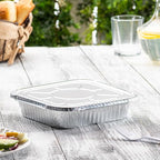 GUSTO [25 Sets 8-Inch Square Foil Pans with Lids - Disposable Food Containers, Aluminum Foil Pans For Baking, Cooking, Storing and Preparing Food (Formerly Comfy Package)