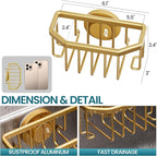 TAILI Sponge Holder for Kitchen Sink with Strong Suction Cup Removable, Rustproof Aluminum Sink Caddy for Sponge, Brush, Scrubber, Scraper -Gold