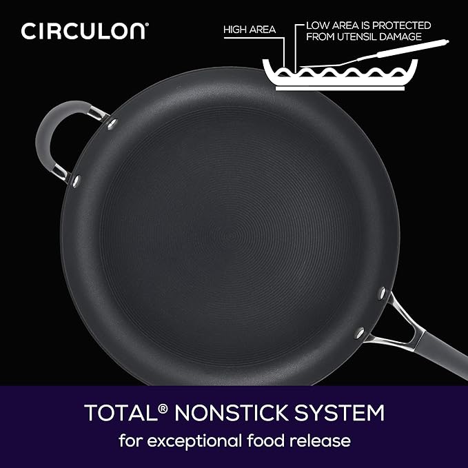 Circulon - 83906 Circulon Radiance Hard Anodized Nonstick Frying Pan / Fry Pan / Hard Anodized Skillet with Helper Handle - 14 Inch, Gray