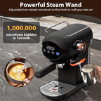Espresso Machine with Steam Milk Frother Semi Automatic 20 Bar Compact Black with Touch Screen for home Cafetera Espresso, Latte, Cappuccino, Americano, Macchiato
