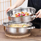 Steamer for Cooking, 5.0 Quarts Stainless Steel Steamer Pot, 2-Tier Food Steam Pots with Lid for Cooking Vegetables, Seafood, Soups, Stews and Pasta, 11 x 6.1 inch