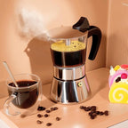 Induction Moka Pot, 4 Cups (7.1 oz) Crystal Glass-Top & Stainless Steel Moka Pot, Classic Stovetop Espresso Maker, Silver