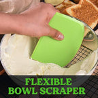 SURDOCA Dough Scraper Bench Scraper - 3P 11.8x7.3" Plastic Flexible Bowl Scraper, Sharp Edge & Angles Cake Scraper. Non-Slip Bakeware Decorating Tools Sculpting & Modeling Tools - Green+Pink+Yellow